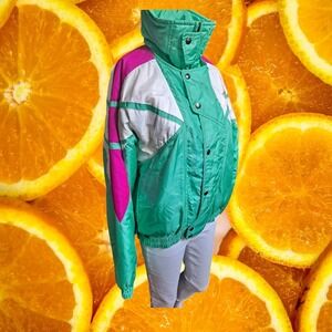 Vintage Spyder Ski‎ Jacket Womens Size 8 Green Pink White Thinsulate Coat